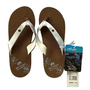 Cobian Kids  Lil Hanalei  2  Girls Flip Flops- Silver-Size 6